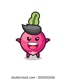 the illustration of cute radish doing scare gesture , cute style design for t shirt, sticker, logo element
