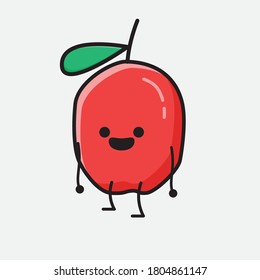 Ilustración del carácter de vector de cerezo rojo