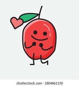 Ilustración del carácter de vector de cerezo rojo