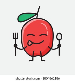 Ilustración del carácter de vector de cerezo rojo