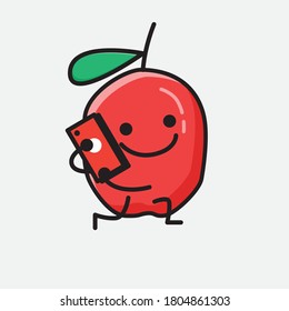 An illustration of Cute Red Berry Vector Character