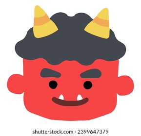 Illustration of a cute red demon face for Setsubun.