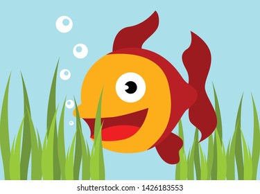 Illustration of cute red fish