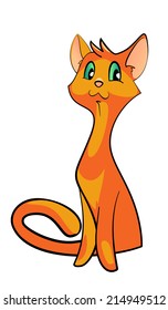 Illustration of a Cute Red Haired Kitten. Vector cartoon.