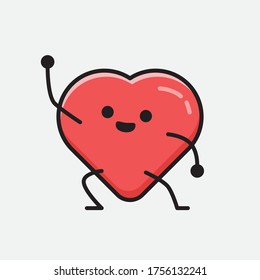 An illustration of Cute Red Heart Mascot Vector Character in Flat Design Style