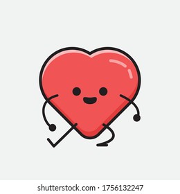 An illustration of Cute Red Heart Mascot Vector Character in Flat Design Style