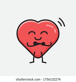 An illustration of Cute Red Heart Mascot Vector Character in Flat Design Style