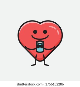 An illustration of Cute Red Heart Mascot Vector Character in Flat Design Style