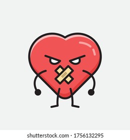 An illustration of Cute Red Heart Mascot Vector Character in Flat Design Style