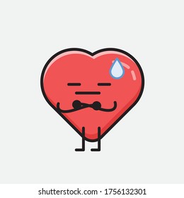 An illustration of Cute Red Heart Mascot Vector Character in Flat Design Style