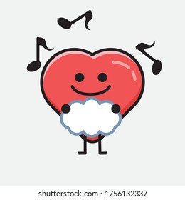 An illustration of Cute Red Heart Mascot Vector Character in Flat Design Style