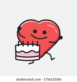 An illustration of Cute Red Heart Mascot Vector Character in Flat Design Style