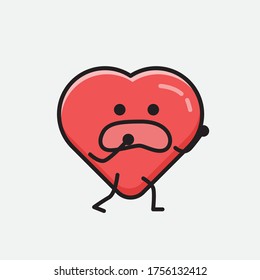 An illustration of Cute Red Heart Mascot Vector Character in Flat Design Style