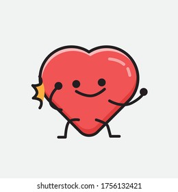 An illustration of Cute Red Heart Mascot Vector Character in Flat Design Style