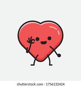 An illustration of Cute Red Heart Mascot Vector Character in Flat Design Style