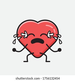 An illustration of Cute Red Heart Mascot Vector Character in Flat Design Style