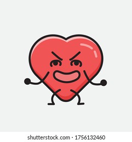 An illustration of Cute Red Heart Mascot Vector Character in Flat Design Style