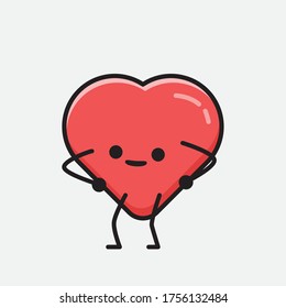 An illustration of Cute Red Heart Mascot Vector Character in Flat Design Style