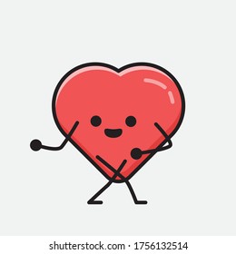 An illustration of Cute Red Heart Mascot Vector Character in Flat Design Style