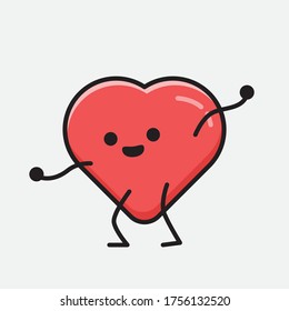 An illustration of Cute Red Heart Mascot Vector Character in Flat Design Style