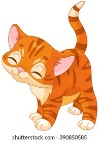 Illustration of cute red kitten 