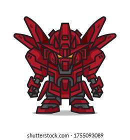 Illustration of cute red mecha robot  vector The Concept of Isolated Technology. Flat Cartoon Style Suitable for Landing Web Pages, Banners, Flyers, Stickers, Cards