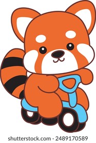 Illustration of Cute Red Panda activities.
Icon of funny red panda sticker elements.
A red panda riding blue bicycle