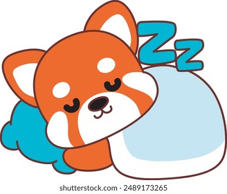 Illustration of Cute Red Panda activities.
Icon of funny red panda sticker elements.
A red panda sleeping with blue pillow and blanket.