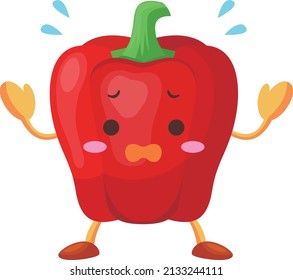 Illustration of a cute red paprika character who is impatient
