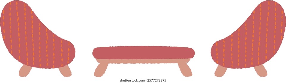 Illustration of a cute red sofa set