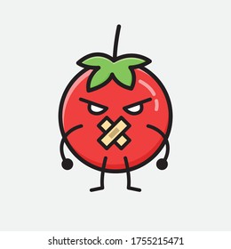 An Illustration of Cute Red Tomato Mascot Vector Character in Flat Design Style