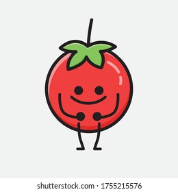 An Illustration of Cute Red Tomato Mascot Vector Character in Flat Design Style