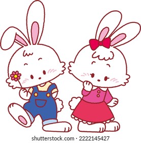 It is an illustration of a cute retro rabbit that can be used for various occasions such as New Year's cards and Easter.