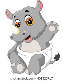 illustration of cute rhino cartoon