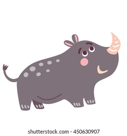 An illustration of a cute rhino in vector format. Nice rhinoceros image for kids education and fun in nursery and schools, and decoration purposes. Savannah animals collection