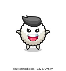 the illustration of cute rice ball doing scare gesture , cute style design for t shirt, sticker, logo element