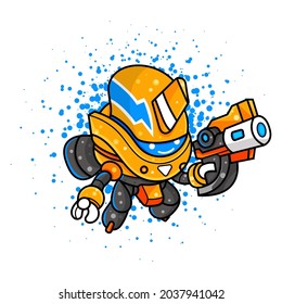 ILLUSTRATION OF CUTE ROBOT FOR CHARACTER, STICKER, T-SHIRT ILLUSTRATION