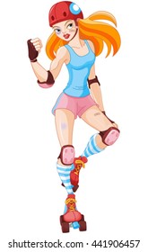 Illustration Of Cute Roller Derby Girl