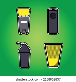 illustration of cute rubbish bin