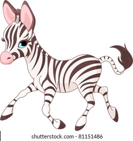 Illustration of cute  running   baby Zebra