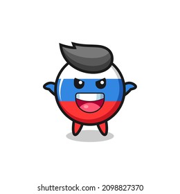 the illustration of cute russia flag badge doing scare gesture , cute style design for t shirt, sticker, logo element