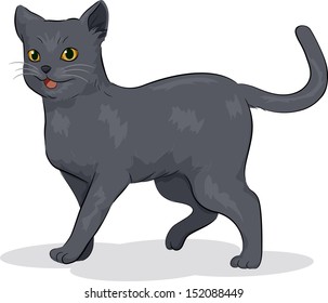 Illustration of a Cute Russian Blue Cat