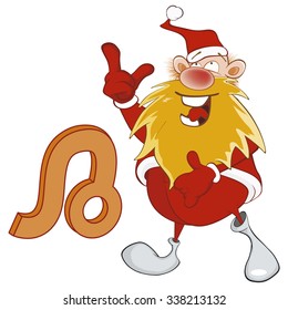 Illustration of a Cute Santa Claus. Astrological Sign in the Zodiac Leo. Cartoon Character.