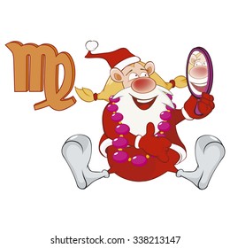Illustration of a Cute Santa Claus. Astrological Sign in the Zodiac Virgo. Cartoon Character.