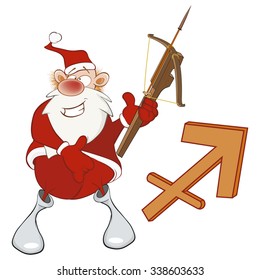 Illustration of a Cute Santa Claus. Astrological Sign in the  Zodiac Archer, Sagittarius. Cartoon Character
