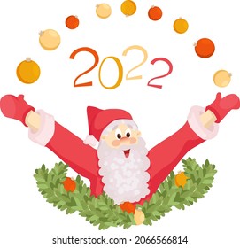 Illustration of a cute Santa Claus with decor and colorful socks for gifts that can be used for Christmas designs
