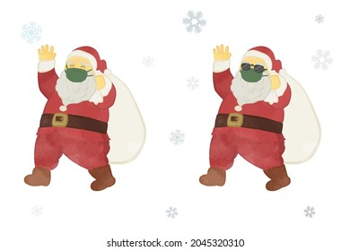 Illustration of cute Santa Claus doing infection prevention