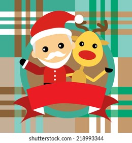 illustration of cute santa claus and reindeer 