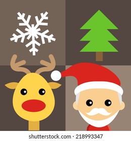 illustration of cute santa claus and reindeer 