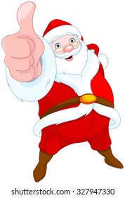 Illustration of cute Santa Claus sows thumb up